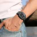 Compatible with Apple Watch Band and Case, Stainless Steel Metal Chain with TPU Cover, Smart-Watch Link Bracelet Strap, Wrist-Band for i-Watch Series 9 8 7 6 5 4 3 2 1 SE, 45mm 44mm 42mm, Black