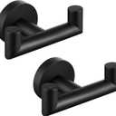Angle Simple Double Towel Hook Matte Black 2 PCS, Stainless Steel Bathroom Robe Hook, Hand Towel Holder for Wall