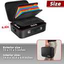 Fireproof Document Box Hard Case With Lock, Multi-Layer Fire Proof Water Resistant Safe Box File Organizer Bag With Small Money Bag for Important Documents Passport Certificates Laptop (Black)