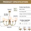 5 Light White Globe Chandelier Small Milk Glass Chandelier Gold Sputnik Ceiling Light Fixture MCM Dining Room Light Fixture Vintage Kitchen Pendant Lights