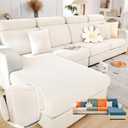 Soothing Home Sofa Covers, Sofa Hero Covers, Wear-Resistant Universal Couch Covers Washable Stretch Sectional Couch Cushion Covers (White,Chaise Cover)