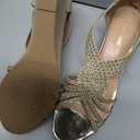 PIZZ ANNU Women's Diana Low Wedge Sandals Sparkly Rhinestone Open Toe Fashion Dress Shoes for Woman Lady in Bridal Dance Evening, 8.5