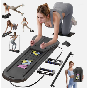 Portable 6-in-1 Pilates Board for Home Workouts, Foldable Reformer Machine