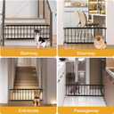 Dog Gate Indoor,18"-45" Adjustable Extra Wide Metal Short Dog Gate to Step Over, 14" Tall Small Pet Gate with 3 Extension Kits, Pressure Mounted for Doorways & Stairs Black
