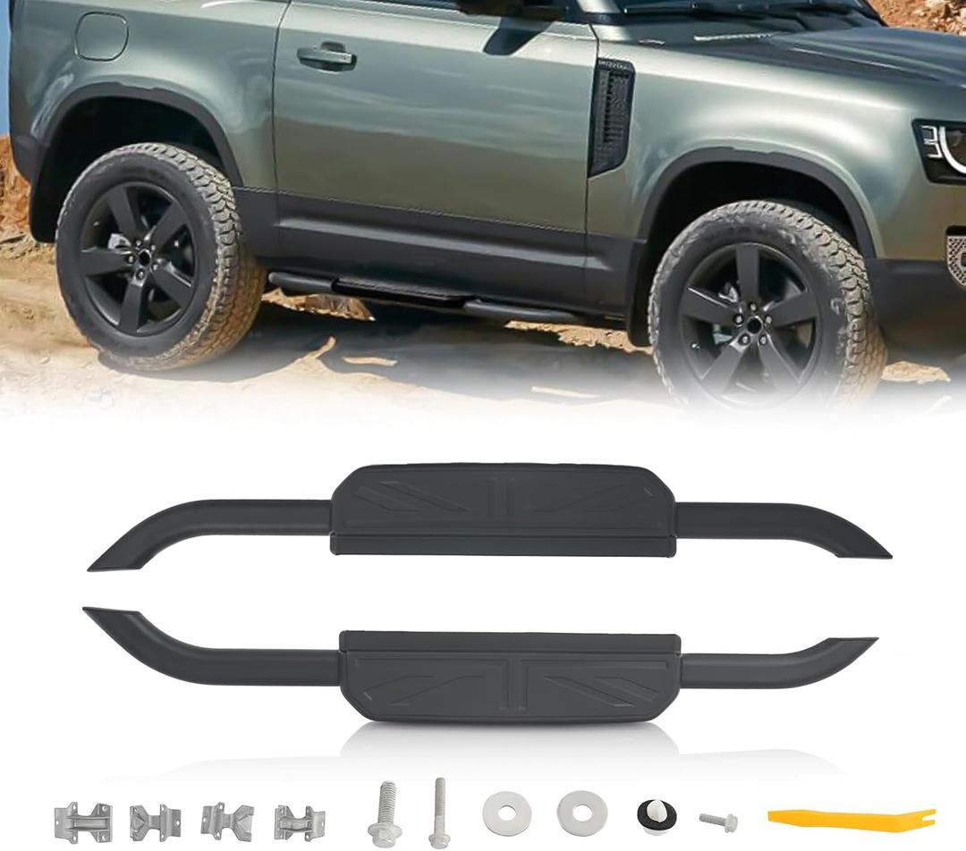 KARPAL Pair Side Step Running Boards Nerf Bar Compatible with 2020 2021 2022 2023 Land Rover Defender 90 2-Door