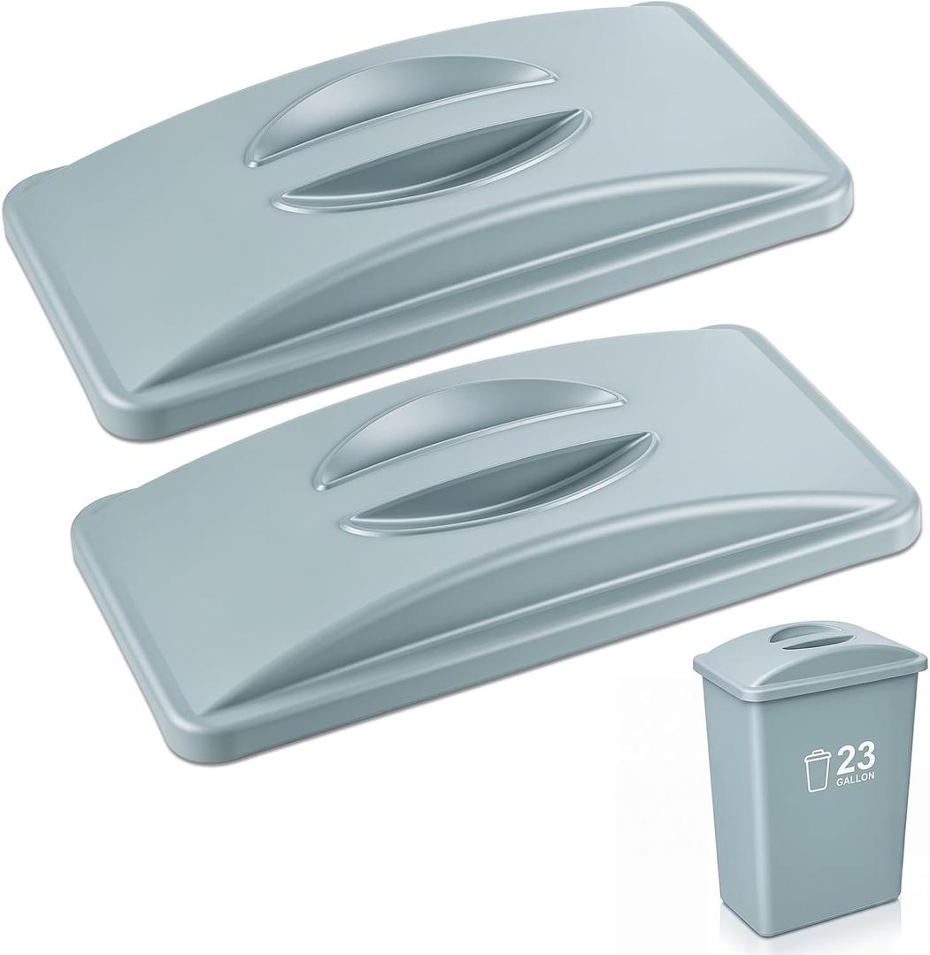 2 Pcs Recycle Bin Lids with Handle, Dark Gray