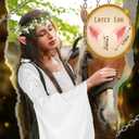 Bonuci 6 Pcs Medieval Renaissance Fairy Costume Women Halloween Elf Cosplay Outfits Victorian Dress Elf Ears Fairy Headpiece (Green, XL)