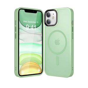Strong Magnetic for iPhone 11 Case Compatible with Magsafe, [13FT Drop Resistant] Translucent Matte Skin Feeling Back, Aluminum Alloy Keys Shockproof Phone Case, Light Green Pack of 3