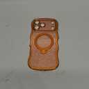 3 in 1 for iPhone 17 Pro Max Case with 360 Spin Magnetic Stand, 1X DIY Glitter Cardstock+1X Screen Protector, [Fit for Magsafe]Cute Wavy Glossy Clear Phone Cover for Women Girls 6.9", Cosmic Orange