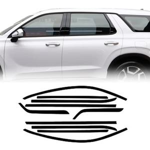 Side Window Trim Chrome Delete Blackout Overlay Kit Pre-Cut Vinyl Compatible for Hyundai Palisade 2020-2023