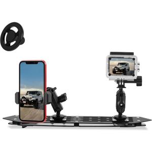 Nilkatss Metal MultiDevice Dash Platform Mount for Jeep Wrangler JL 20182023 (Excl. 4xe) & Gladiator JT 20202023, Dash Mounting System for Phone & Action Camera, Solid and Durable Jeep Accessories