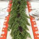 6FT Artificial Cedar Christmas Garland for Mantle Christmas Decorations Real Touch Realistic Greenery Faux Pine Garlands for Xmas Home Decoration Fake Winter Indoor Outdoor Garland Door Decor