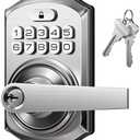 TEEHO TE004 Keyless Entry Keypad Door Lock with Handle - Smart Digital Electronic Lock for Interior Door with Anti-Peeping, Auto Lock & Passage Mode - Easy Installation - Satin Nickel (No Keys)