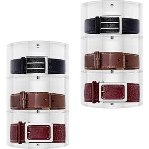 Belt Organizer 6 Compartments Acrylic Belt Storage for Closet with Dust Cover, Transparent Display Case for Belts, Multi-Purpose Display Box, Clear Belt Tie Case for Women Men Home