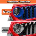 Blue Grill Inserts for 2024 2025+ Jeep Wrangler JL Grille Cover & Headlight Cover Trim Accessories