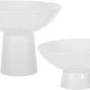 2Pcs Small White Pedestal Bowls Ceramic Footed Fruit Bowl for Displaying Kitchen Counter 4.9 x 4.13Inch 2 Sizes