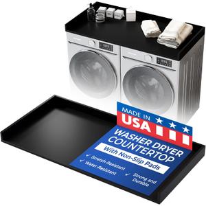 OfficeSimpli Washer Dryer Countertop, Made in USA, Non-Slip Pads, Laundry Room Wood Topper, Washer Dryer Cover for Top, Laundry Countertop, Laminate Finish (Black, Standard (27.5" x 54"))