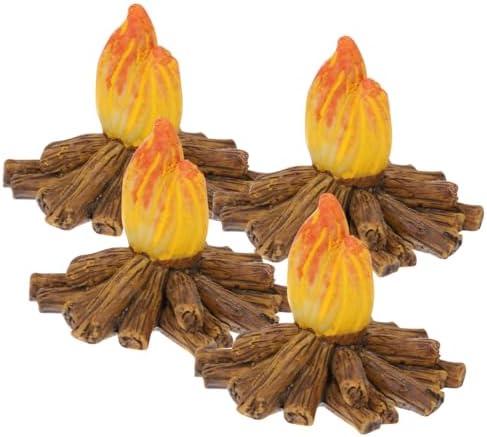 Toddmomy 3pcs Miniature Campfire, Mini Fake Campfire Dollhouse Ornament for Micro Landscape Scene Halloween Christmas Fairy Garden Decorations