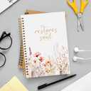 Christian Notebook for Women, Prayer Journal for Women, Bible Journaling Notebook, PSALM 23:3 He Restores My Soul Floral Spiral Notebook 5.5x8.3