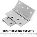 goldenwarm 3 Pack Nickel Door Hinges 4inch x 4 inch Door Hinges Brushed Nickel Door Hardware Satin Nickel Iron Door Hinge with Square Corners
