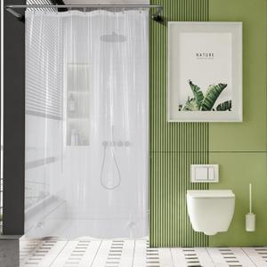 AmazerBath 54x72 Shower Curtain Stall, Plastic Small Shower Curtain Clear, Heavy Duty Thick PEVA, Stand Up Shower Stall Size with 2 Weighted Stones and 9 Grommets