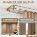 Double Row Sliding Ceiling Mount Curtain Track Rail Rod for Sheer and Blackout, Aluminium White 12-15FT Adjustable Size, Floor To Rieles Para Cortinas Corredizas De Techo for Hotel Hospital