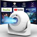 Smart Mini Projector with WiFi & Bluetooth, 4K Support 180 Rotatable Auto Focus & Keystone Portable Proyector with Built-in APPS and Speaker Outdoor Movie Home Theater Projector (white)