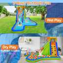BESTPARTY 6 in 1 Inflatable Water Slide Bounce House, 15.3x9.5x7.9FT 300LBS Weight Limit, Wet Dry Outdoor Water Park with Climbing Wall, Splash Pool, Sprinkler, Includes 370W Blower & Storage Bag, 184 inches x 114 inches x 95 inches