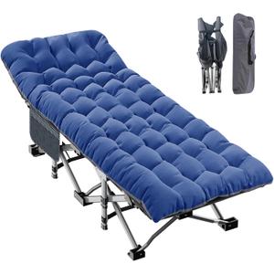 ABORON XXL Camping Cot for Adults 900LBS - 78"32" Oversized Folding Bed with Mattress Pad, Heavy Duty 1200D Oxford Outdoor Cot with Carry Bag (U Cobalt Blue)