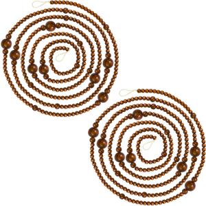 2PCS Christmas Wood Beads Garland 24 Feet Wooden Bead Garland Boho Ornaments for Christmas Tree, Xmas Vintage Rustic Farmhouse Round Craft Bead Hanging Holiday Decorations(Coffee)