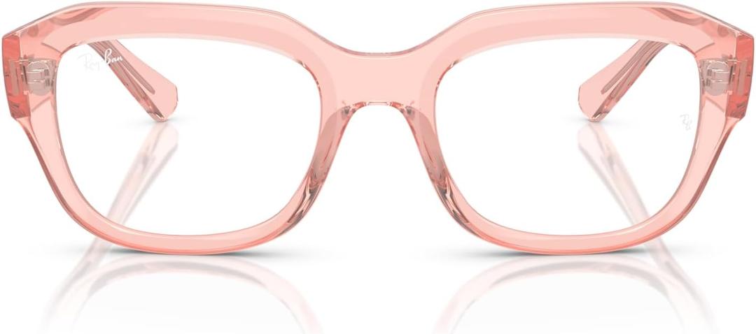 Ray-Ban Rx7225 Leonid Square Prescription Eyewear Frames (Transparent Pink/Demo Lens)