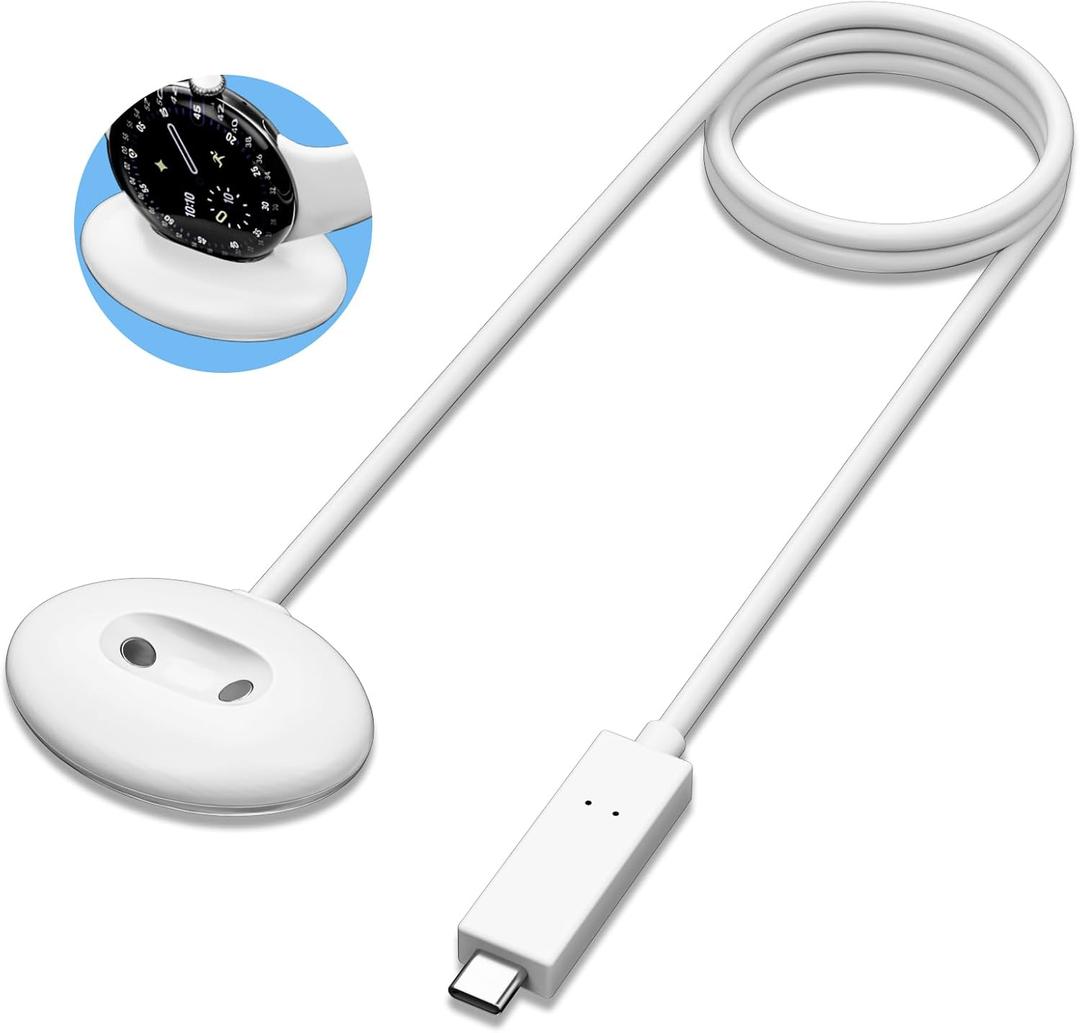 for Google Pixel Watch 4 Charger Quick Charge with Side Dock White | Fits for Pixel Watch 4 41mm & 42mm, 3ft USB C Replacement Charger Cable, Magnetic Charger Stand Station, Home Office Travel