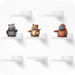 Small Floating Shelf, 4x4 Inch Display Ledges for Wall,Mini Shelves,Rustic Wood Shelf for Bedroom Living Room Bathroom Kitchen (8, Rustic White)