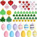 Valentines Day Decor Tree Decorations Set, 72 Pcs Ornaments for Valentine's Day St Patricks Easter Tree, Plastic Heart Shamrock Easter Egg for The Home Wedding Dinner Gifts Table Tiered Tray Decor