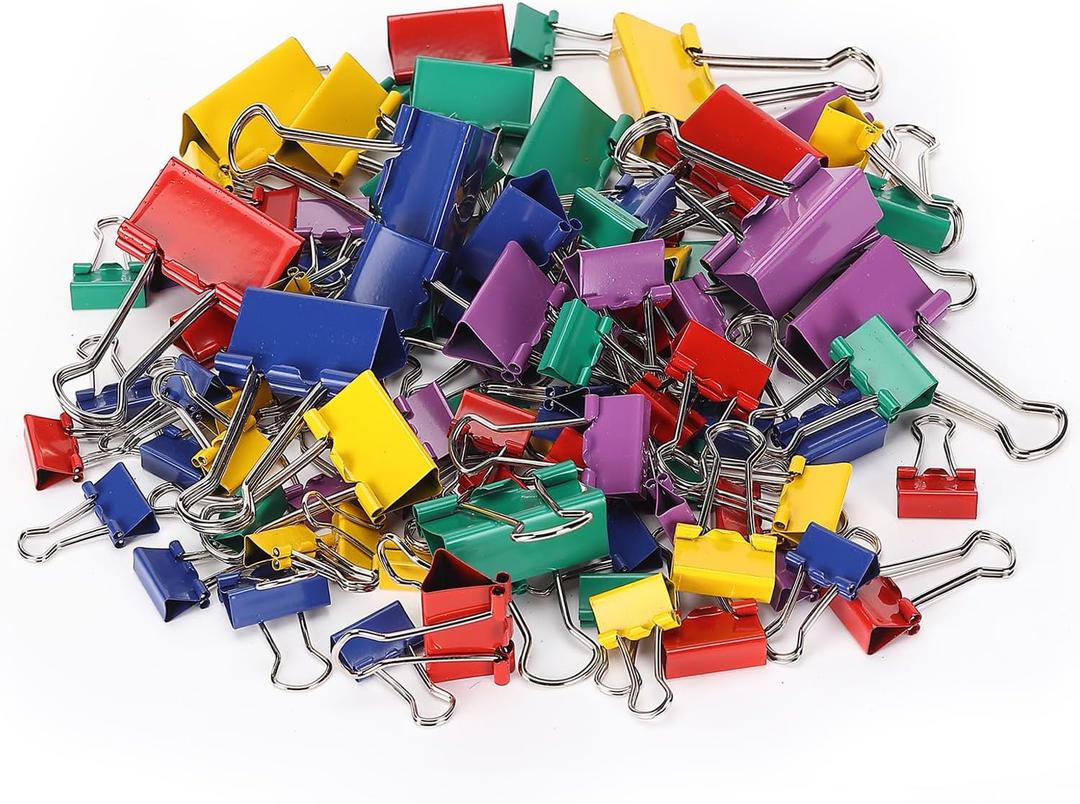 Mr. Pen- Metal Binder Clips, 100 pcs, Assorted Sizes, Colored Binder Paper Clips, Bulk Paper Clamps for Office Supplies, Home, School, Business, Document Organizing