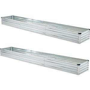 10x2x1ft(2 Pack) Galvanized Raised Garden Bed,Outdoor Planter Box Metal Patio Kit Planting Bed for Vegetables Flowers and Succulents,Silver