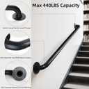 2FT Black Wall Mount Hand Rails for Indoor Stairs, 24 Inch Interior Staircase Handrail, Outdoor Metal Stair Railing for Exterior Steps, Banister Deck Rails,Safety Grab Bar for Elderly