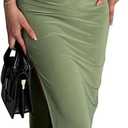 Womens' Sexy Summer One Shoulder Bodycon Long Stretchy Skin Tight Side Slit Date Night Dresses (Green, L)