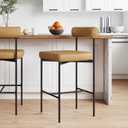 Nathan James Dahlia Counter Height Chair, Modern Barstool with Back, Mid-Century Metal Legs and Leather Padded Cushion for Kitchen, Island and Bars, Brown/Black