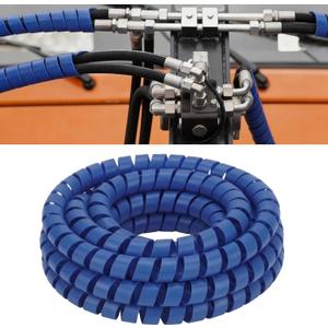 Pangda 25Ft Spiral Wrap Hose Cable Protector 3/4 Inch Heavy Duty Hydraulic Hose Wrap Protector Sleeve, Blue Abrasion Resistant Spiral Tubing for Hydraulic Hoses, Electrical Wires, Automotive