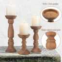 Farmhouse Wooden Candle Holders for Pillar Candles Set of 3, Rustic Wood Candle Holder Table Centerpiece Decor, 12'' 9'' 6'' Vintage Tall Candle Stand Decorative, Brown