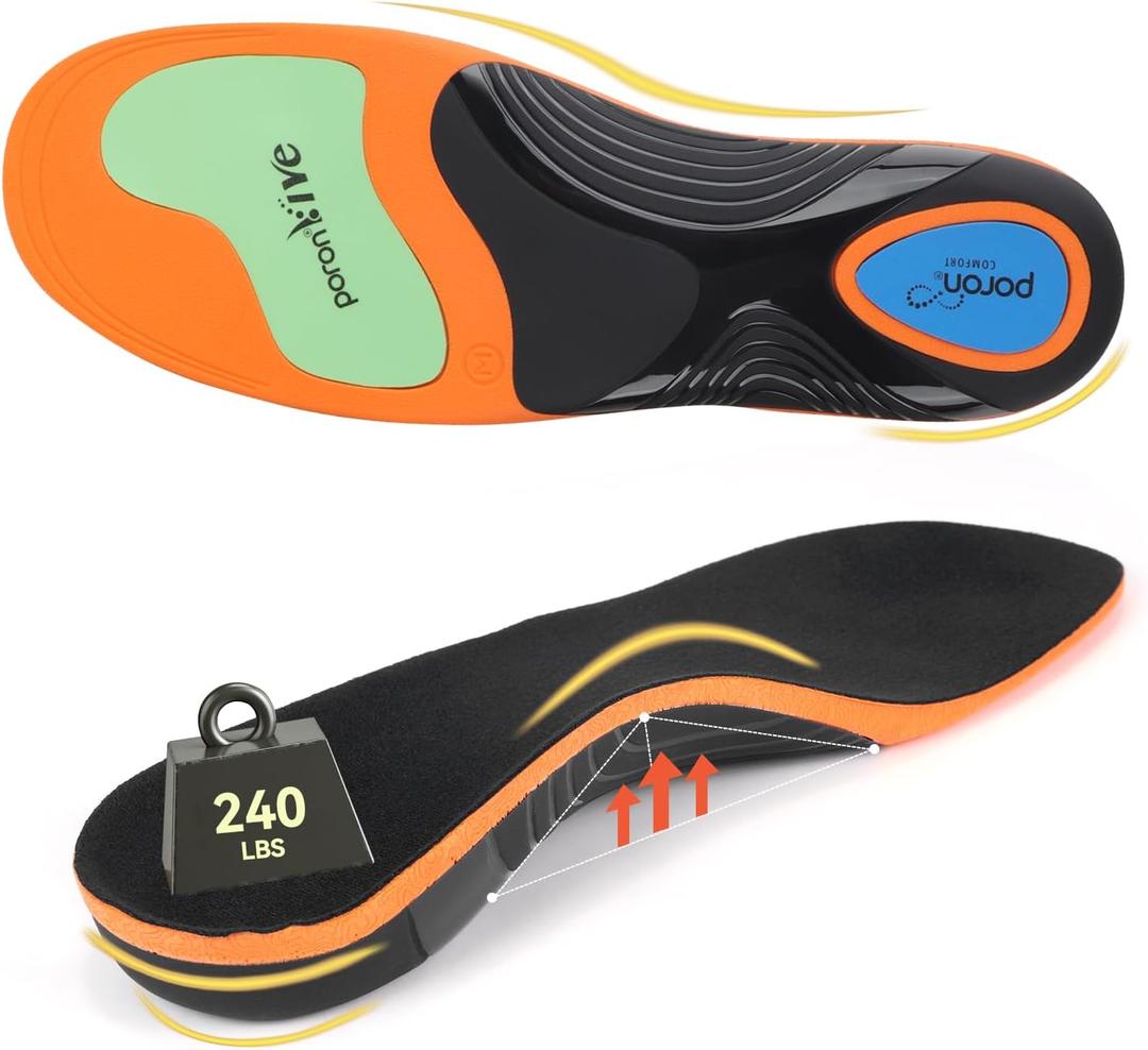 Work Boot Insoles for Standing All Day - Plantar Fasciitis High Arch Support & Shock Absorption Inserts for Foot Pain Relief,Orthotic Shoe Inserts,Heel Pain(Men's 5-6 / Women's 6-7)