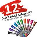 BIC Intensity Advanced Colorful Dry Erase Markers, Bullet Tip, 12-Count Pack of Assorted Colors, Whiteboard Markers for Teachers and Office Supplies