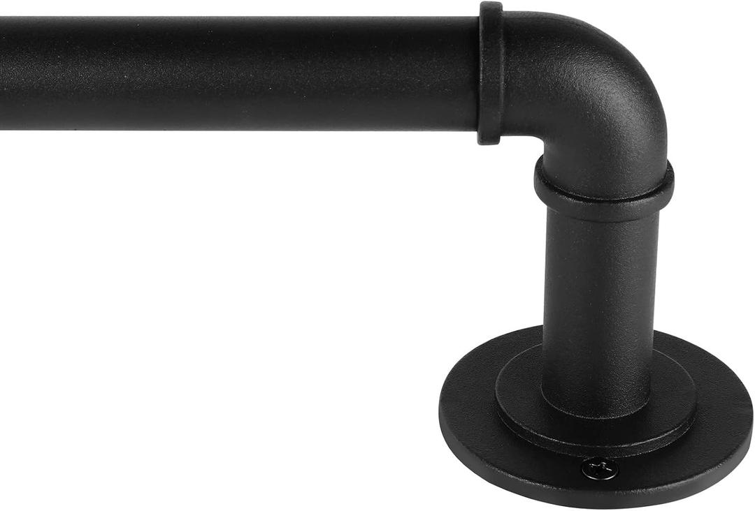 Industrial Curtain Rods for Windows 48 to 84 Inches, Blackout Wrap Around Curtain Rod, for Indoor and Outdoor, 7/8 Inch Diameter, 65 to 105 Inches, Black