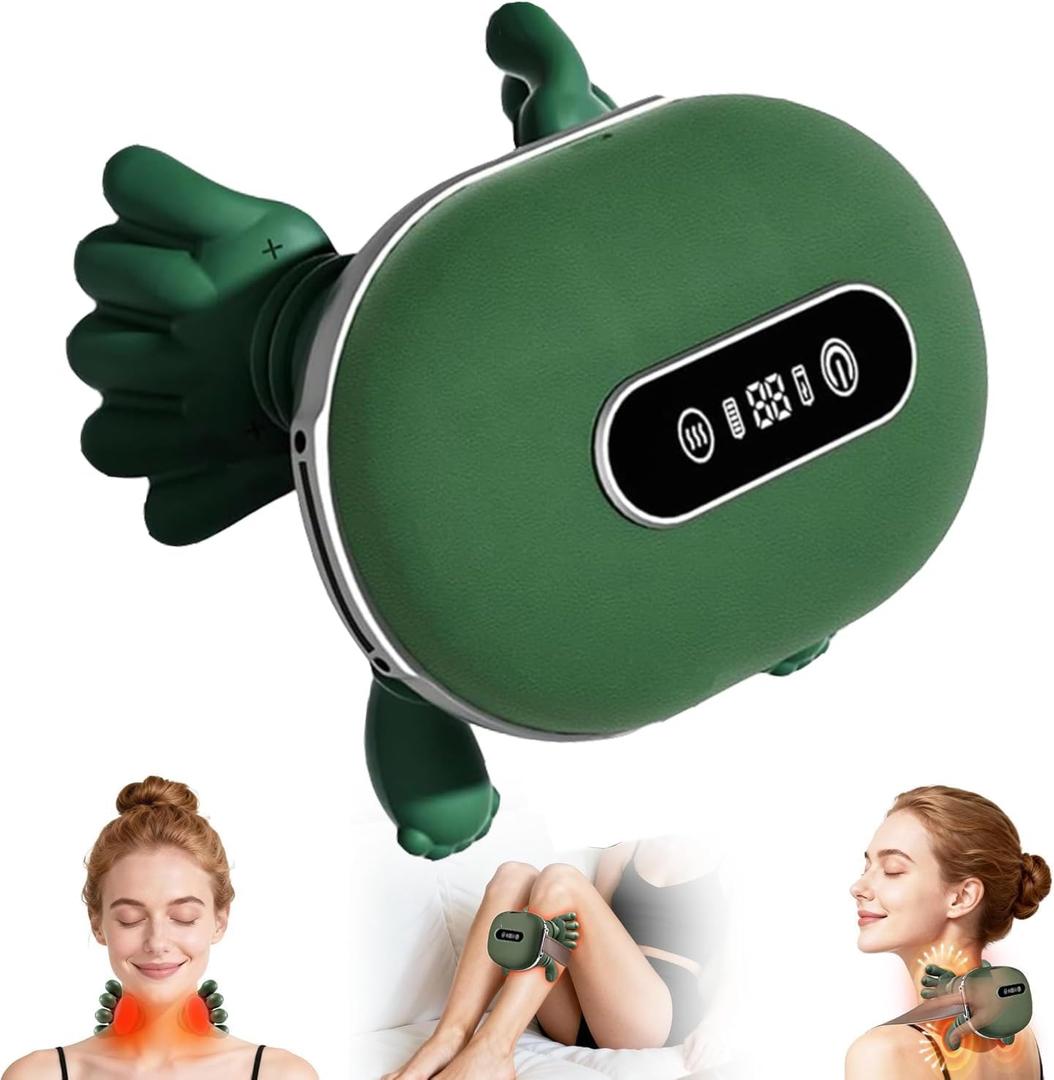 Shoulder and Neck Massager, Bionic Heated Massager, Portable Neck and Back Massager with Fingers, 4D Kneading Massager, Simulates a Real Palm for Pain Relief and Muscle Relax