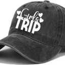 Unisex Vintage Washed Distressed Baseball Cap Adjustable Dad Hat Girls Trip Letter Print Graphic Hat for Men Women (Gray)