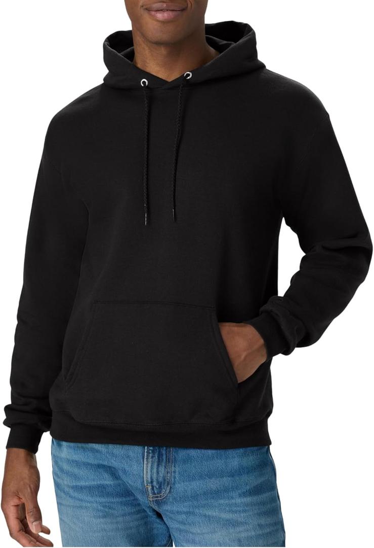 Hanes Men's EcoSmart Hoodie, Midweight Fleece, Pullover Hooded Sweatshirt (Black, S)