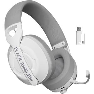 Black Emblem X2 Wireless Gaming Headset, 2.4GHz Gaming Headphones with Mic, Bluetooth 5.4, 50H Battery, Breathable Earcups, Lightweight Wireless Headset for PC/PS5/PS4/Switch