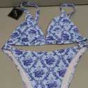 ZAFUL Women's 2 Piece Floral Print Swimsuit Triangle String High Cut Bikini Sets Bathing Suit, Small