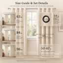 Linen Look 100% Blackout Bedroom Curtains, 63 Inch Long, Gray, 50"W x 63"L